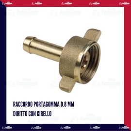 RACCORDO PORTAGOMMA D.8 mm DIRITTO CON GIRELLO