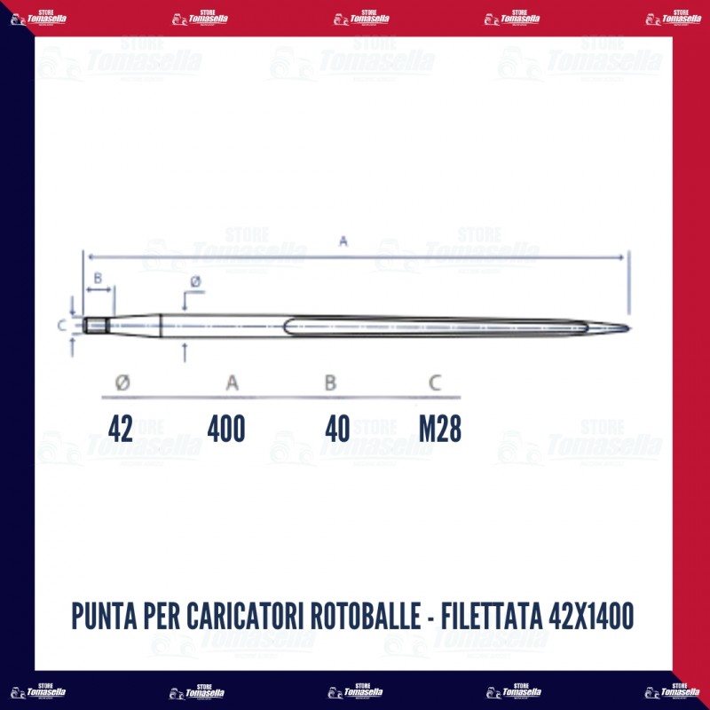 PUNTA ROTOBALLE  42 x 1400 FILETTATA -  SABA