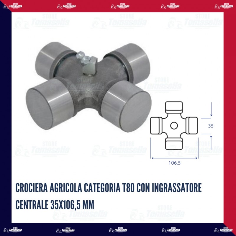 Crociera agricola categoria T80 con ingrassatore centrale 35x106,5 mm - saba